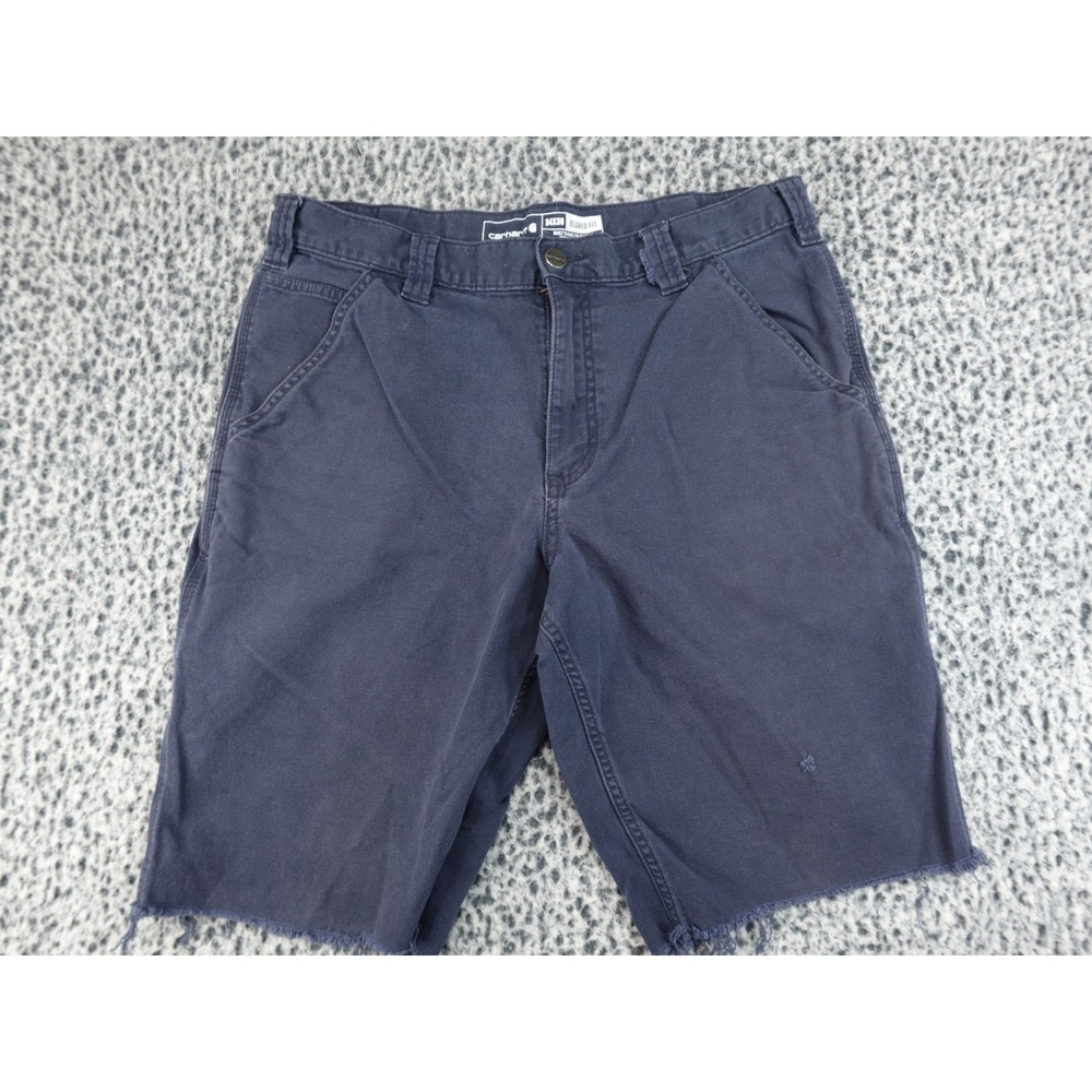 Carhartt Relaxed Fit Canvas Carpenter Shorts Mens 34 Navy Blue Cut Off 102291